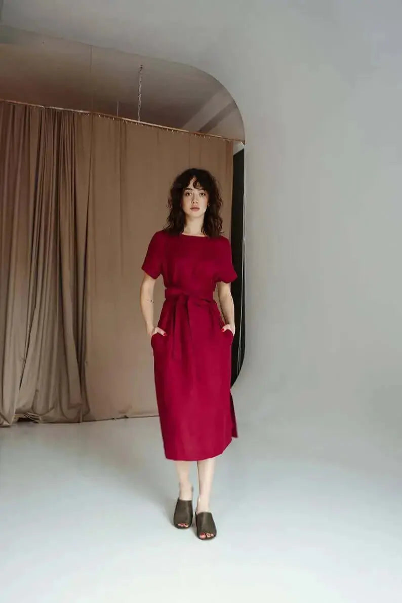 *SPECIAL SALE* Belted Linen Dresses By Nich Nich