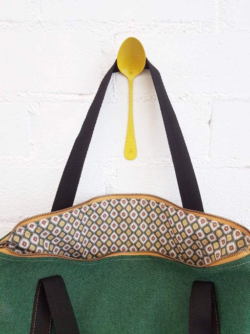 Upcycled Vegan Bag With Zip - Roses Numon