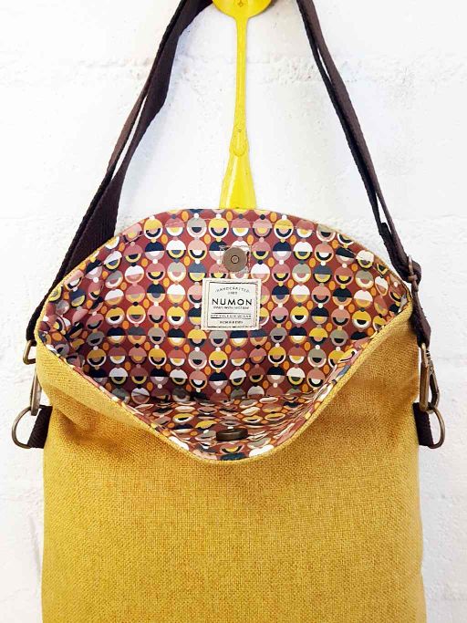 Upcycled vegan messenger bag - Stone Numon