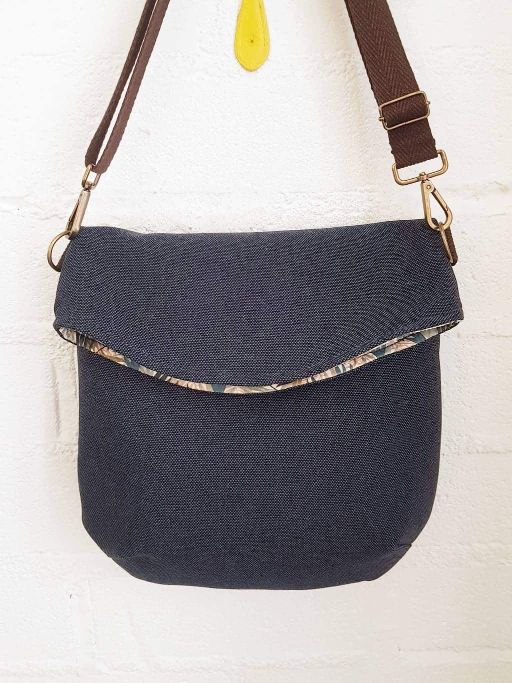 Upcycled vegan messenger bag - Stone Numon