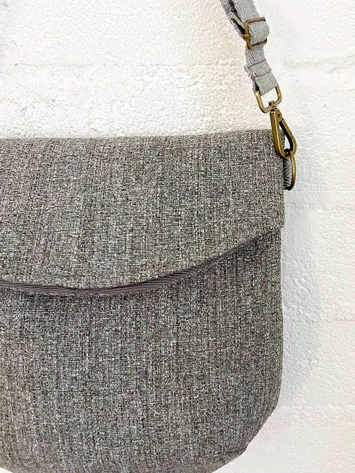 Upcycled vegan messenger bag - Stone Numon