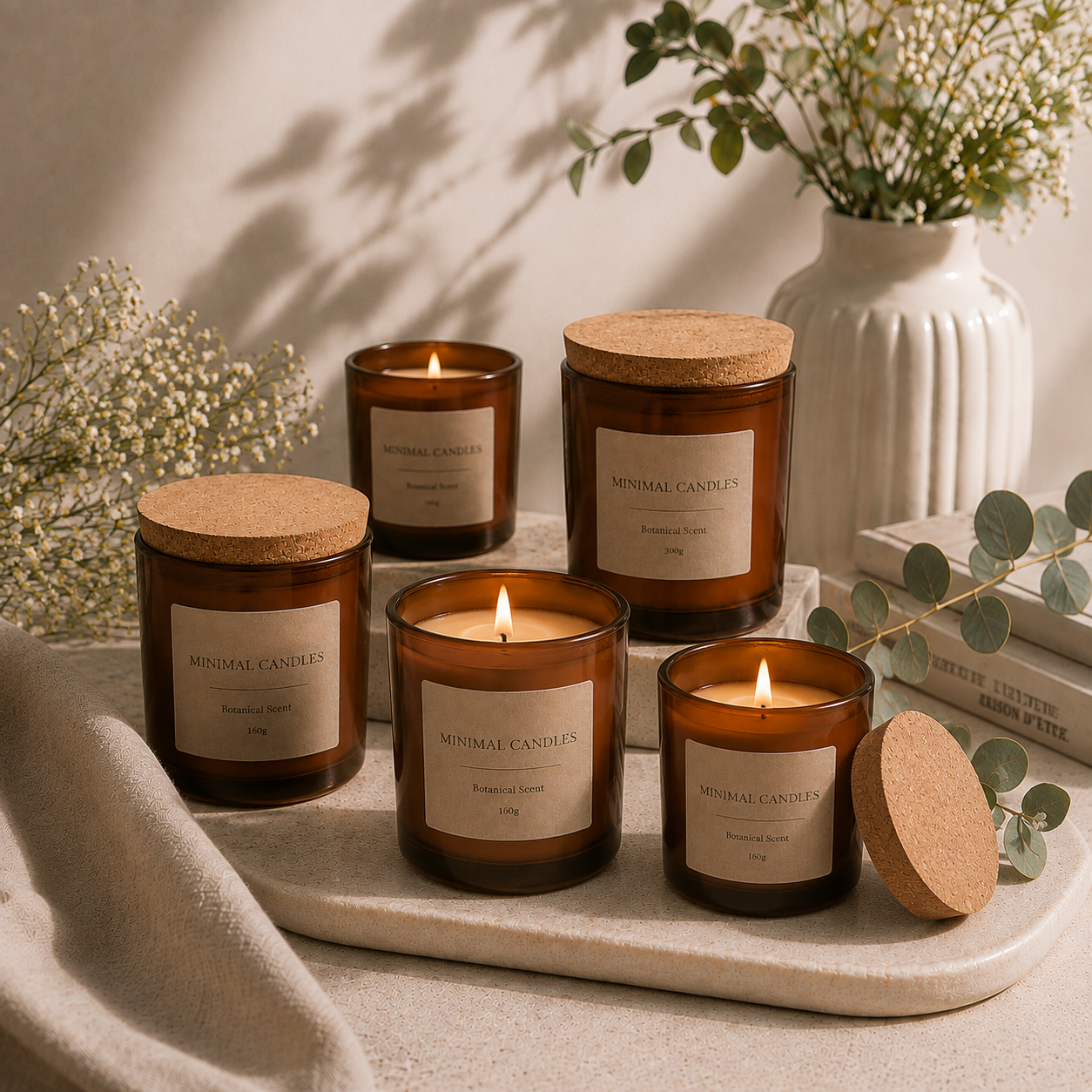 Custom wholesale soy candle - Amber glass 160gr