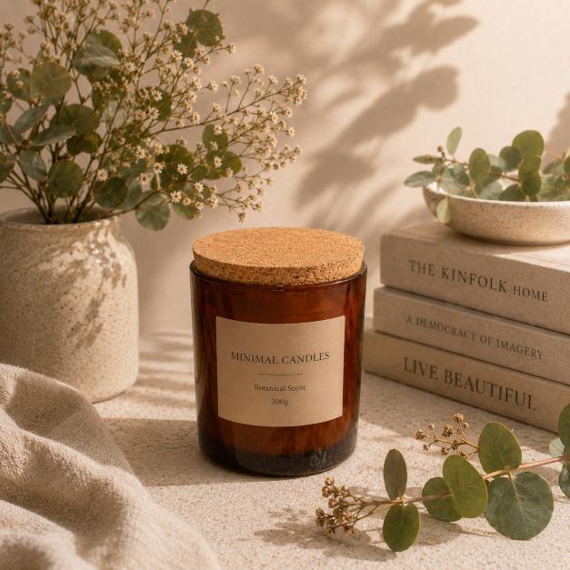 Custom wholesale soy candle - Amber glass 300gr