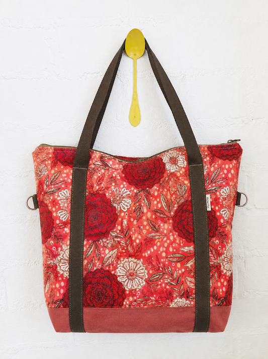 Upcycled Vegan Bag By Numon In Red Roses