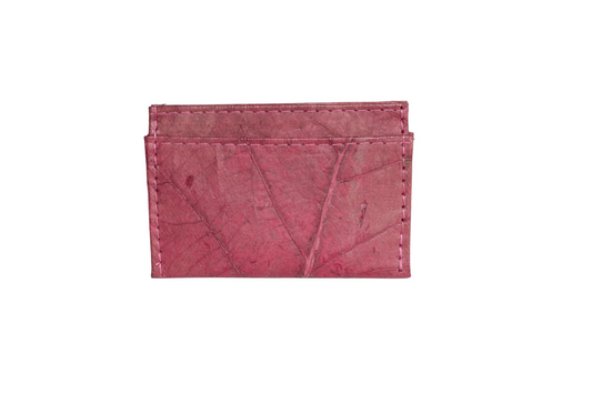 Pink vegan card holder made of leaves by Tree Tribe