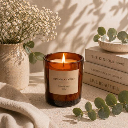 Custom wholesale soy candle - Amber glass 300gr