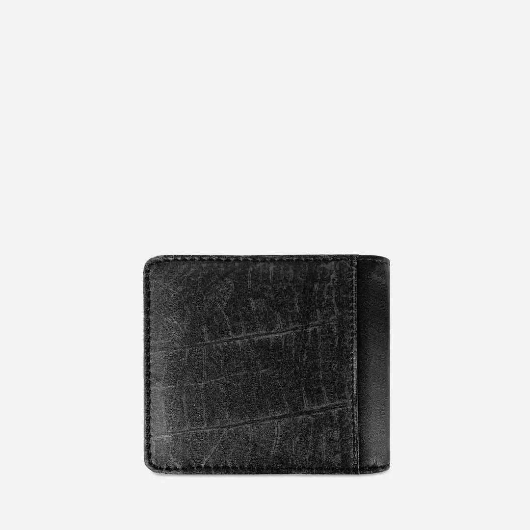 Black Vegan Leaf Leather Coin Wallet Thamon