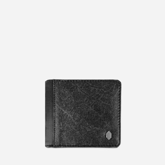 Black Vegan Leaf Leather Coin Wallet Thamon