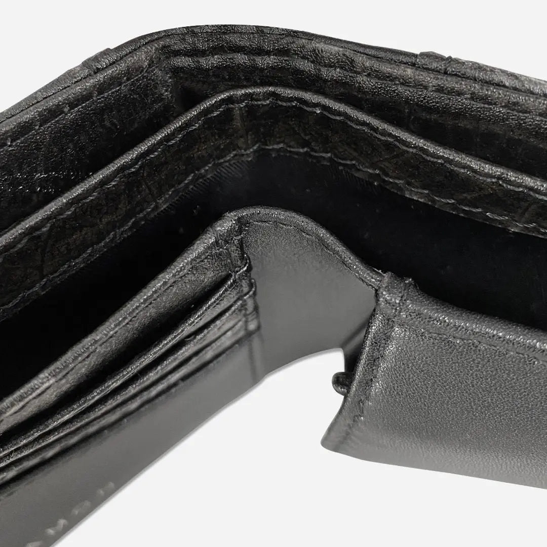 Black Vegan Leaf Leather Coin Wallet Thamon