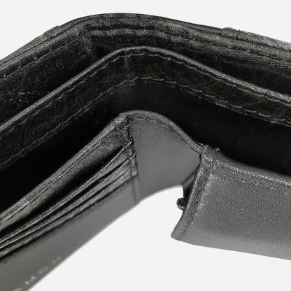 Black Vegan Leaf Leather Coin Wallet Thamon