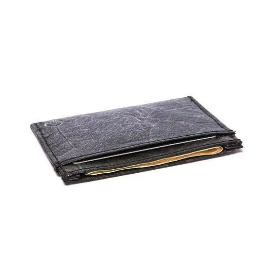 Black vegan card holder made of leaves by Tree Tribe Tree Tribe