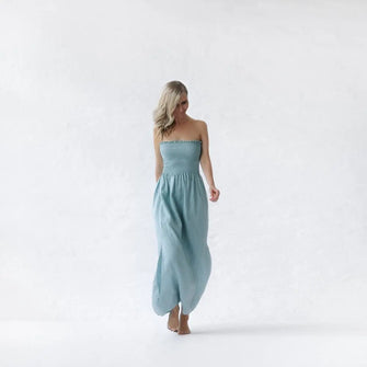 Blue Eva Linen Dress by Seaside Tones Seaside Tones