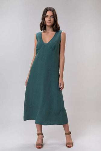 Bonnie Long Linen Dress In Jade by Wilga Clothing Wilga Clothing