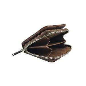 Brown vegan Leaf Compact Zip Wallet Thamon