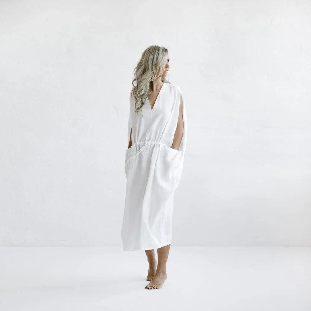 Drawstring waist linen dress by Seaside Tones Seaside Tones