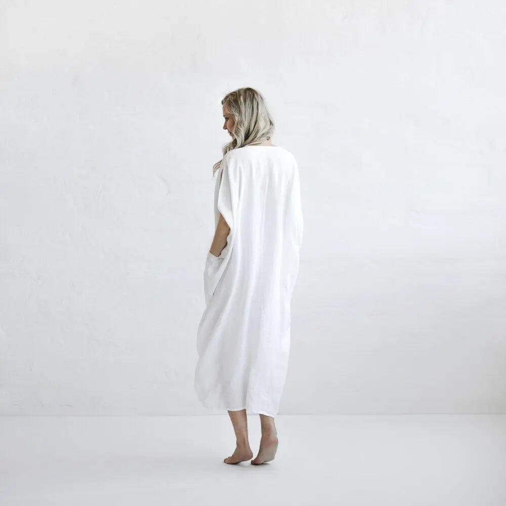 Drawstring waist linen dress by Seaside Tones Seaside Tones