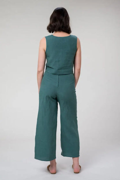 Emma linen pants in jade by Wilga Clothing Wilga Clothing