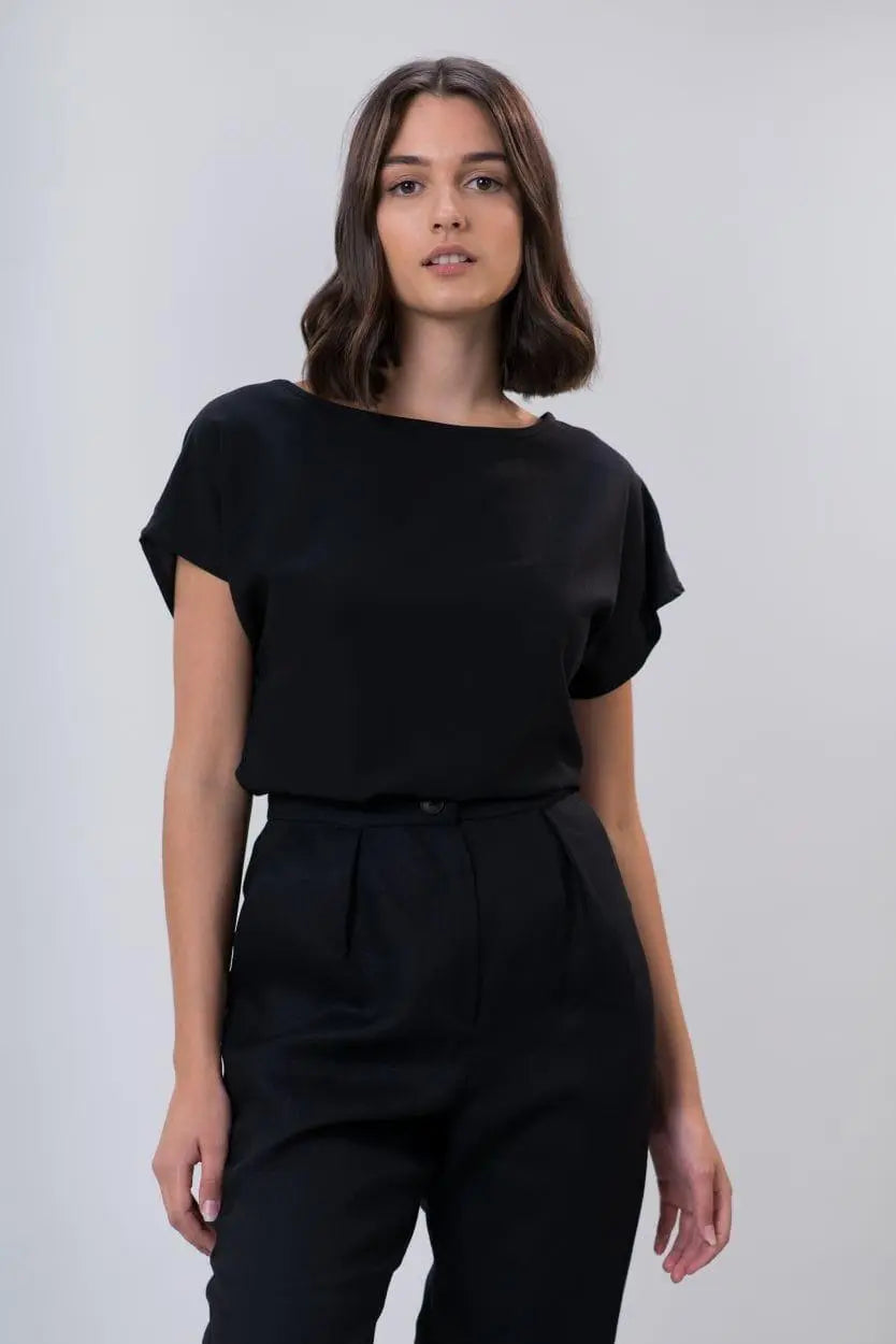 Falconer Tee in Black Tencel by Wilga Clothing Wilga Clothing