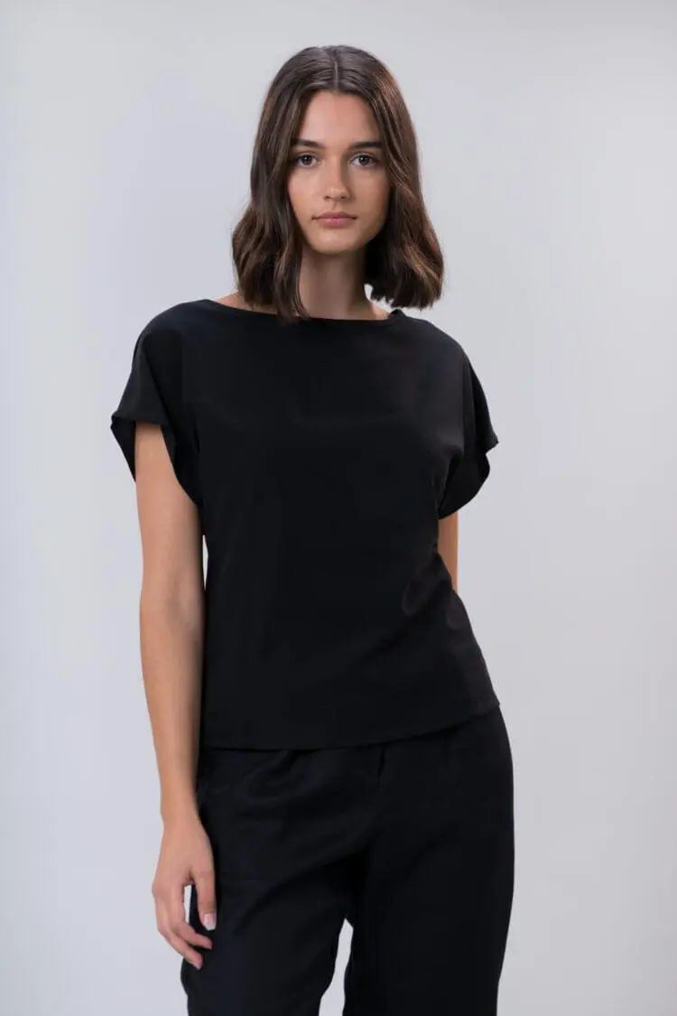 Falconer Tee in Black Tencel by Wilga Clothing Wilga Clothing