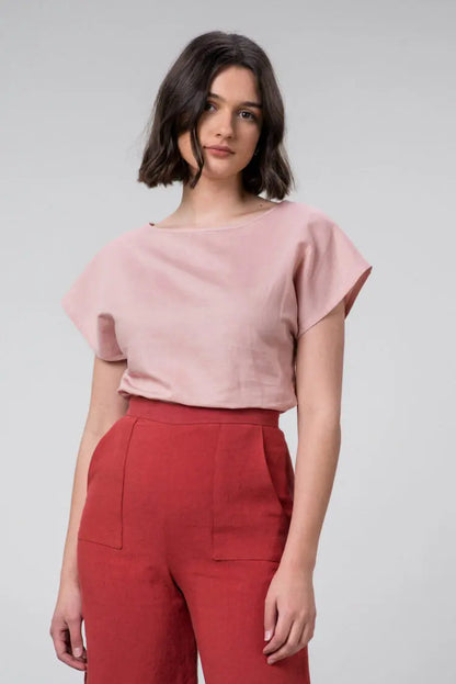 Falconer Tee in Blush Linen by Wilga Clothing Wilga Clothing