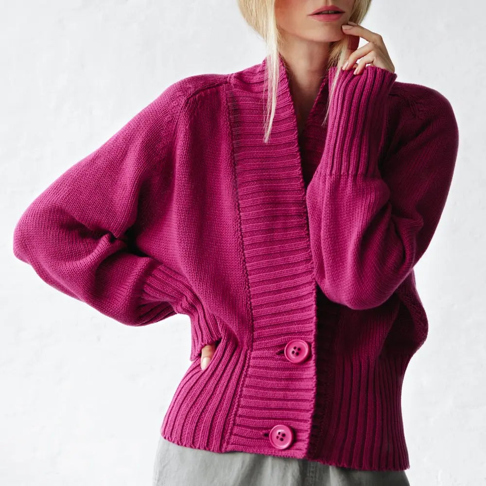 Fuchsia recycled cotton cardigan by Seaside Tones Seaside Tones