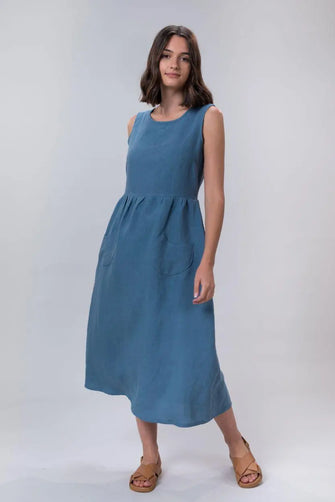 Jane Dress in Sky Linen by Wilga Clothing Wilga Clothing