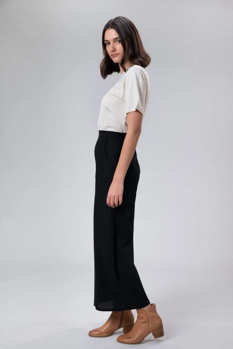 Jemima Pant In Black Linen by Wilga Clothing Wilga Clothing