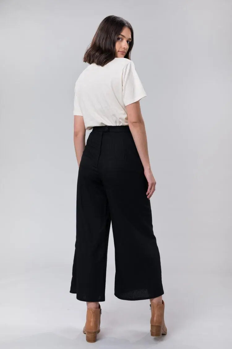 Jemima Pant In Black Linen by Wilga Clothing Wilga Clothing