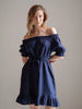 Lia Linen Dress In Dark Blue Nich