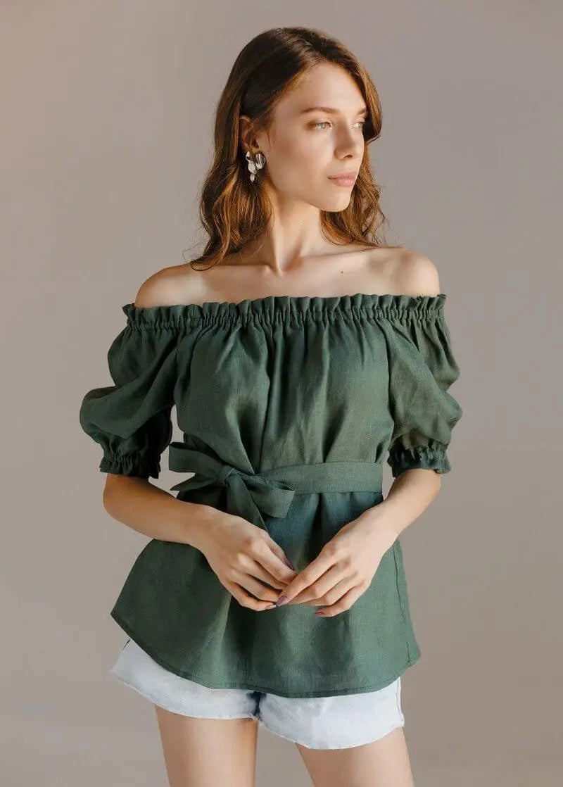 Lia Linen Top Pine Nich