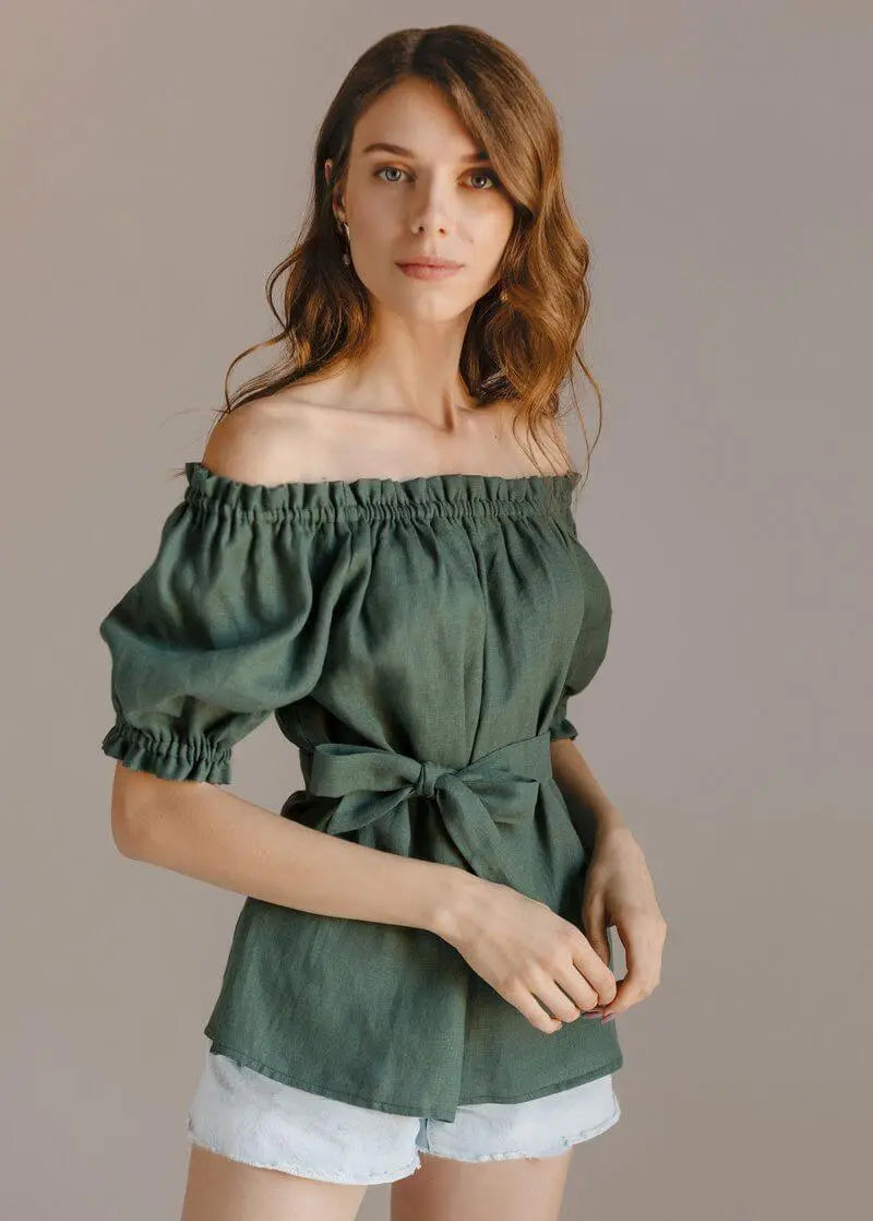 Lia Linen Top Pine Nich