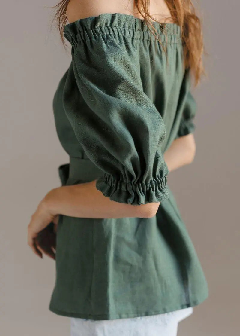 Lia Linen Top Pine Nich
