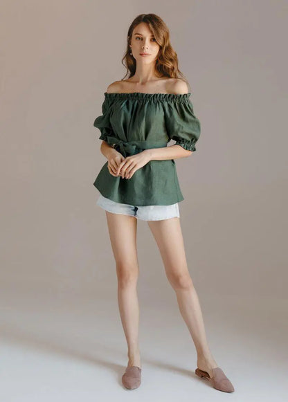 Lia Linen Top Pine Nich
