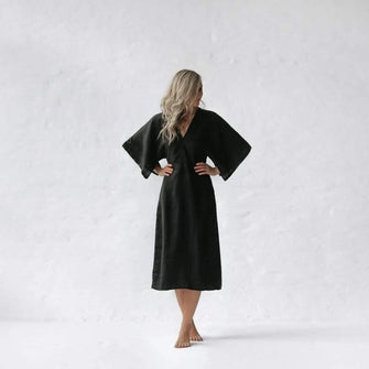 Linen Dress Yuko Black by Seaside Tones Seaside Tones