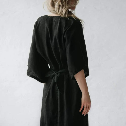Linen Dress Yuko Black by Seaside Tones Seaside Tones