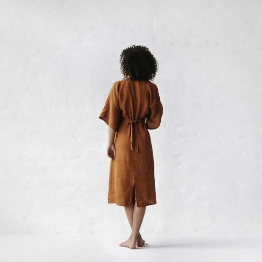 Linen Dress Yuko Mustard by Seaside Tones Seaside Tones