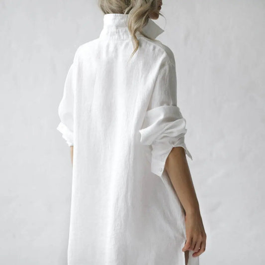 Linen boyfriend shirt in white by Seaside Tones Seaside Tones
