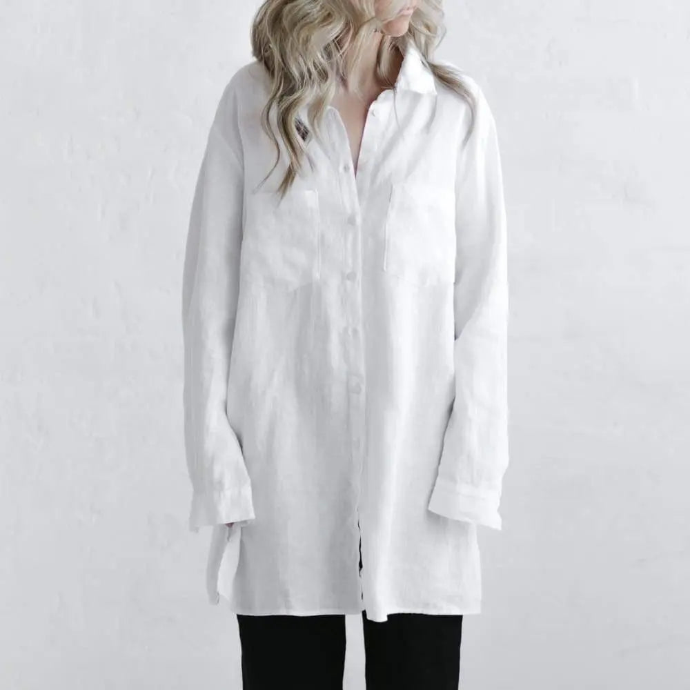 Linen boyfriend shirt in white by Seaside Tones Seaside Tones