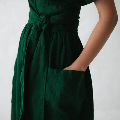 Linen kimono dress green by Seaside Tones Seaside Tones