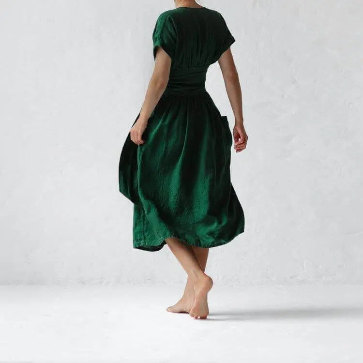 Linen kimono dress green by Seaside Tones Seaside Tones