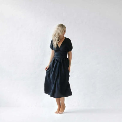 Linen kimono dress navy by Seaside Tones Seaside Tones