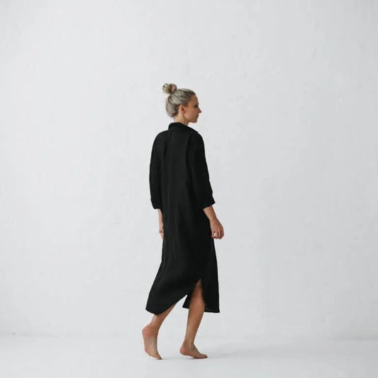 Linen shirt dress black by Seaside Tones Seaside Tones