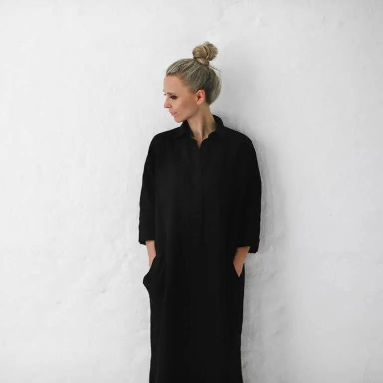 Linen shirt dress black by Seaside Tones Seaside Tones