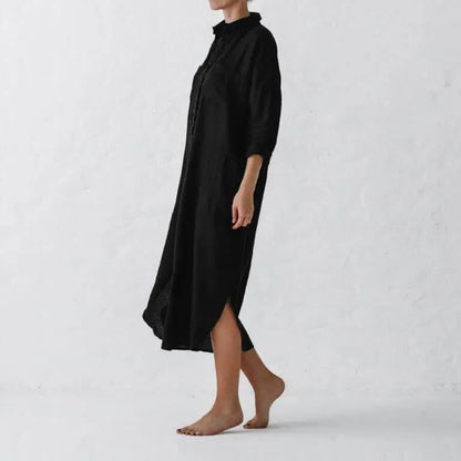 Linen shirt dress black by Seaside Tones Seaside Tones