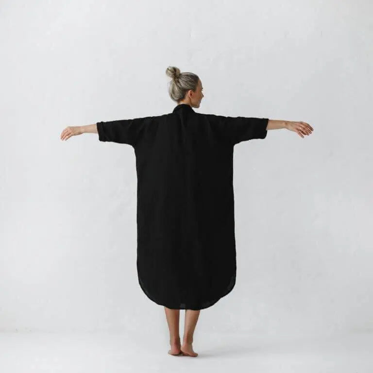 Linen shirt dress black by Seaside Tones Seaside Tones