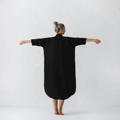 Linen shirt dress black by Seaside Tones Seaside Tones