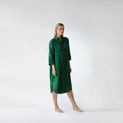 Linen shirt-dress green by Seaside Tones Seaside Tones