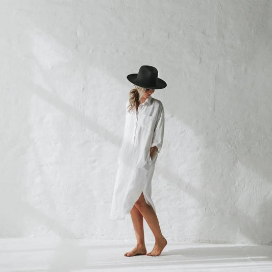 Linen shirt dress white by Seaside Tones Seaside Tones