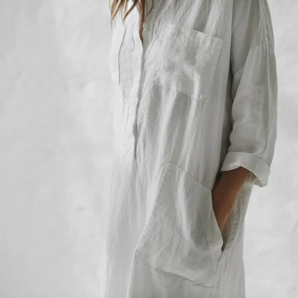 Linen shirt dress white by Seaside Tones Seaside Tones