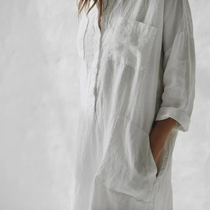 Linen shirt dress white by Seaside Tones Seaside Tones
